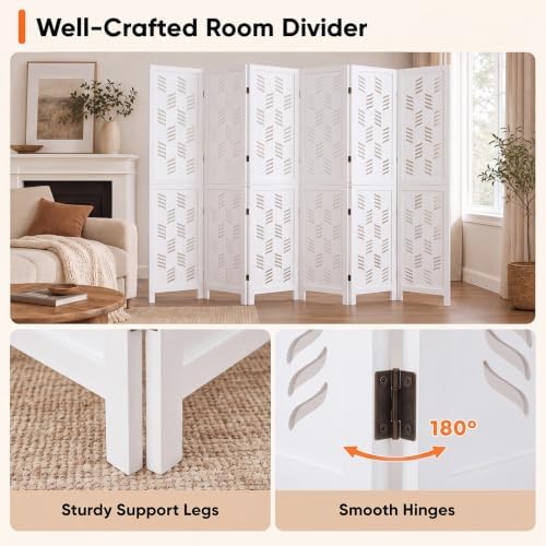 GIANTEX 6 Panel Folding Room Divider, Wood Privacy Screen - Image 6