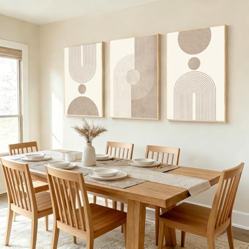 LAATOZ Neutral Abstract Wall Art Framed Modern Canvas Painting, Boho Prints - Image 3