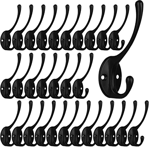 IBosins 30 Pack Heavy Duty Utility Black Dual Coat Hooks by IBosins
