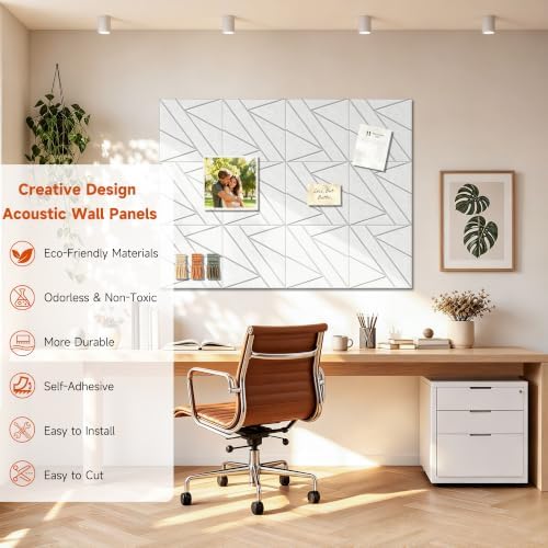 TO-TH Soundproofing Panels Peel and Stick Acoustic Panel 12Pack, Snow White - Image 4