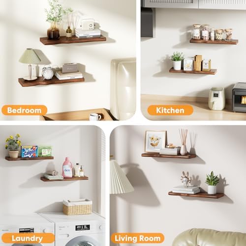 Organic Wavy Edge Floating Shelves, Hidden Brackets, 2 Pack 24 in - Image 6