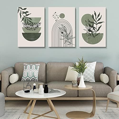 Sage Green Wall Posters & Prints, Minimalist Framed Wall Art Geometric Line - Image 4