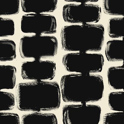 Safiyya 17.3"x197" Peel and Stick Wallpaper Black and Cream White Contact Paper by SAFIYYA