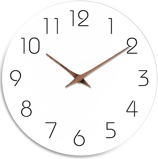 Mosewa Wall Clock 10 Inch Silent Non Ticking Battery Operated White Modern by MOSEWAWALLCLOCK
