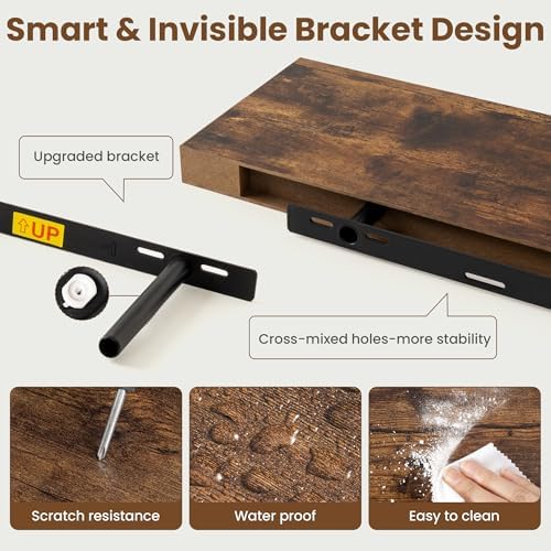 40 Inch Floating shelves for Wall, 8 Inch Deep, Invisible Brackets - Image 5