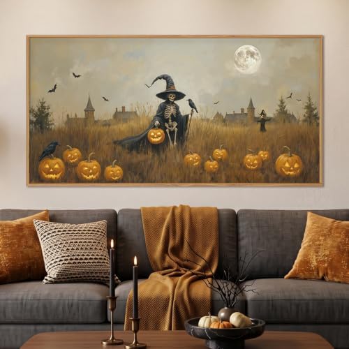 Celestdeco Halloween Ghost Reaper Framed Canvas Wall Art Set-40×20"×1 by Celestdeco