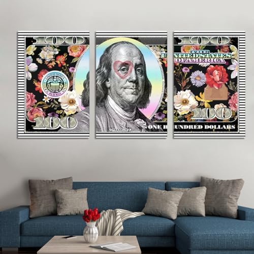 Yatsen Bridge Money Wall Art 3 Panels 100 Dollar Bill Pictures Wall Decor - Image 3