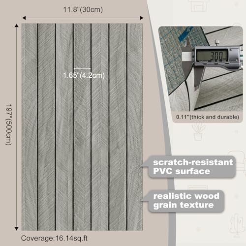 Light Grey 3D Wood Wall Panels Peel and Stick Herringbone - Image 3