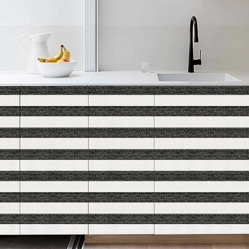 Black Stripe Peel and Stick Wallpaper A Set of 15.7" x 472" Black and White - Image 2