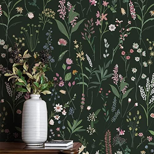 JiffDiff 17.3'' x 393.7" Floral Peel and Stick Wallpaper Vinyl Flower Wallpaper by wallpaper