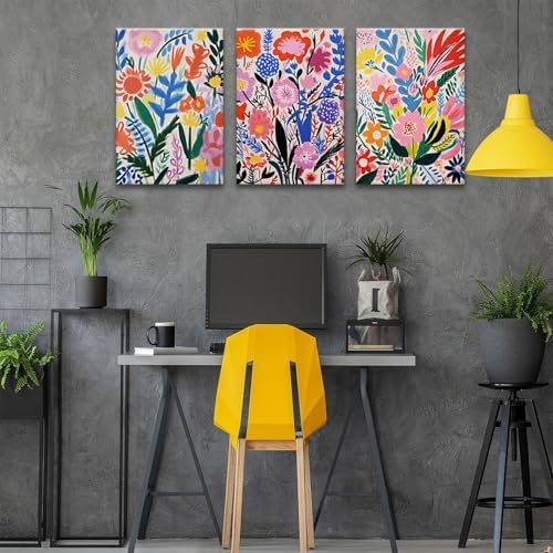 TBKHUDBI Henri Matisse Wall Art Colorful Floral Painting Canvas Prints Set of 3 - Image 5