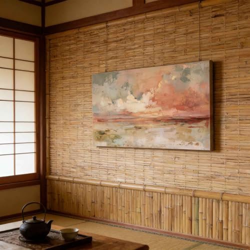 Abstract Sunset Landscape Canvas Wall Art Large Pink Modern Soft Decor Painting - Image 6
