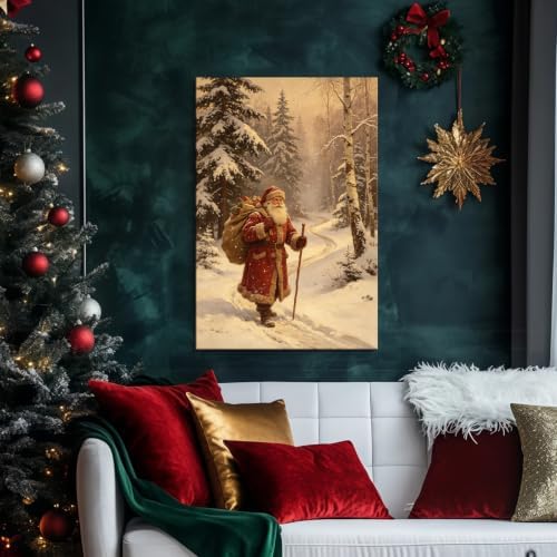 AVANT GARDE CANVAS Christmas Canvas Wall Art, Santa Claus Walking in Snowy - Image 2