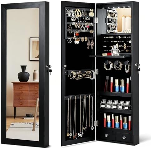Over the Door Jewelry Organizer, Wall Mounted Jewelry Cabinet by JOYUSAEN