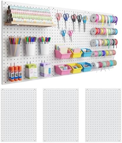 3 Pcs 24”×16”Metal Pegboard Panels, Heavy Duty Peg Boards by Unknown