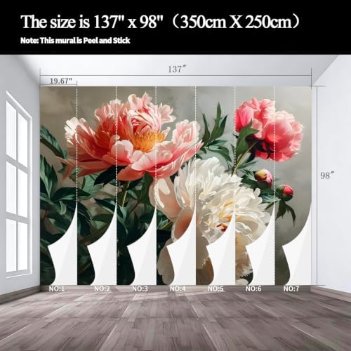 The Blooming and Full Peony self-Adhesive Mural Creates an Elegant, and Vibrant - Image 3