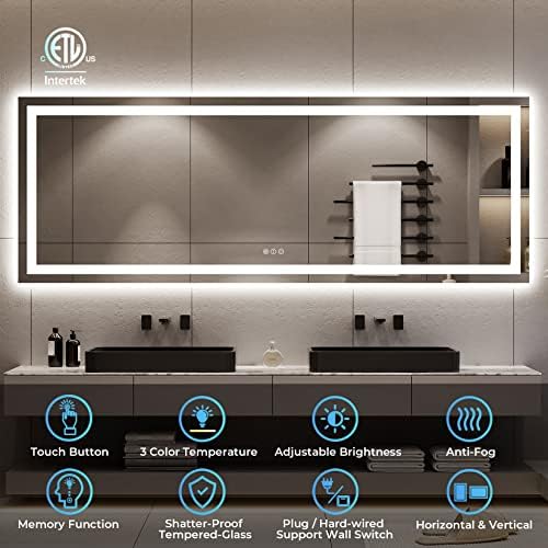 96x36 LED Bathroom Mirror with Lights, Lighted Vanity Mirror - Image 2
