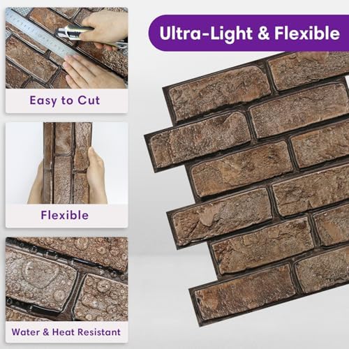 3D Peel and Stick Faux Brick Wall Panels 11.8" x 11.8" 10-Pack - Image 5