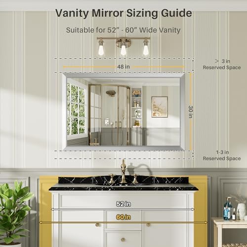 Briivue Bathroom Wall Mirror, 48x30 Inch - Image 2