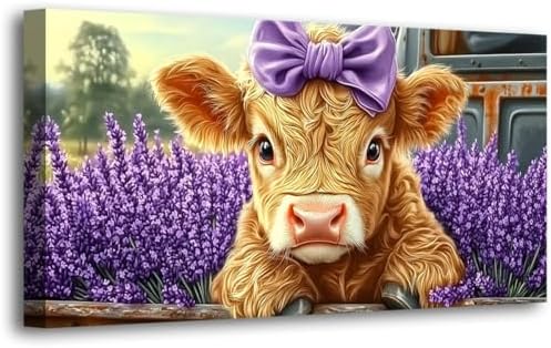 Haichuang Decor Art Highland Cow Canvas Wall Art, 40x20 Inch by HaichuangDecorArt