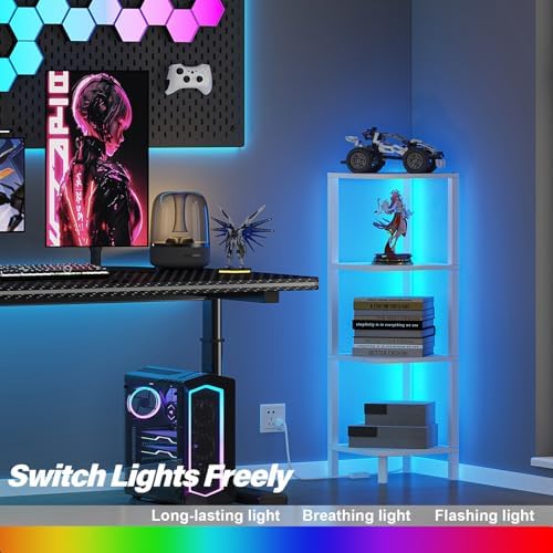 TUTOTAK Corner Shelf, 4-Tier Corner Bookshelf - Image 4