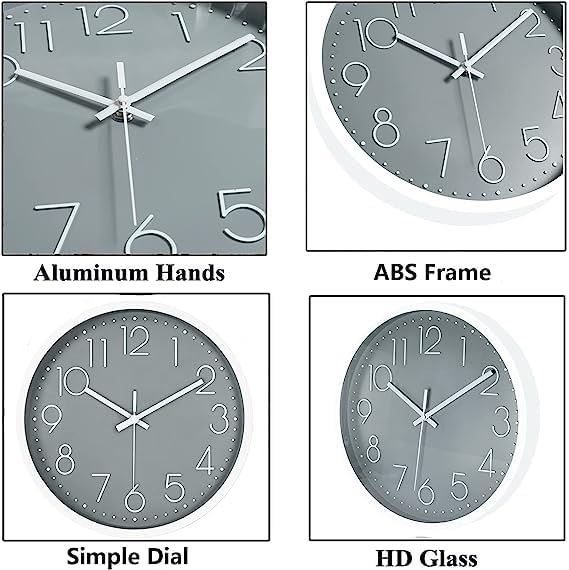 JUSTUP 12 inch Non-Ticking Wall Clock, Battery Operated Modern Wall Clock - Image 2