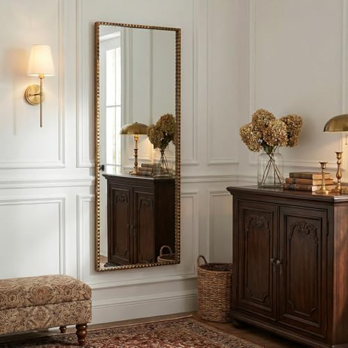 Antique Full Length Mirror, Rectangle Baroque Floor Mirror Decorative - Image 5