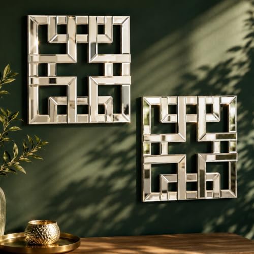 Square Decorative Wall Mirror 12 x 12 Inch, Modern Wall Mounted Accent Mirror by OPULINEA