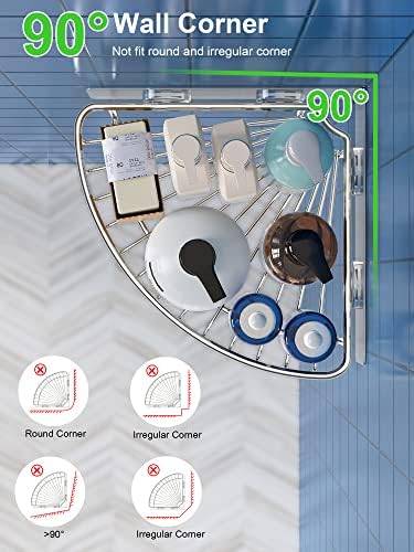SMARTAKE 4-Pack Corner Shower Caddy, SUS304 Stainless Steel, Wall Mounted - Image 3