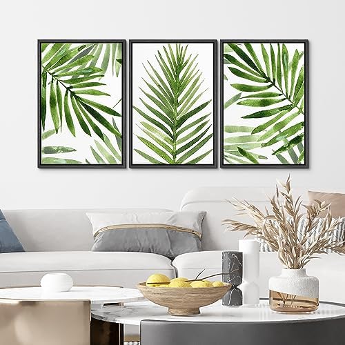 MUDECOR Framed Canvas Print Wall Art Green Tropical Palm Leaf Prints, - Image 4