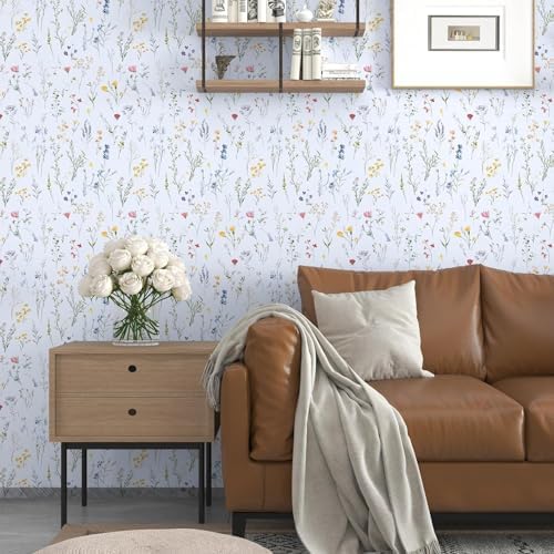 ILHIIOR Colorful Floral Peel and Stick Wallpaper Boho 17.5 x 393 Inches - Image 5