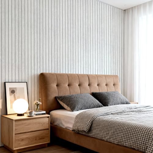 3D Wall Panel Peel and Stick, 15.7 x 118 in, Bright Gray - Image 4