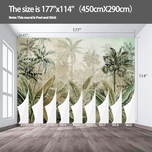A self-Adhesive Mural of Tropical Rainforest Style Plants, Tropical Trees - Image 3