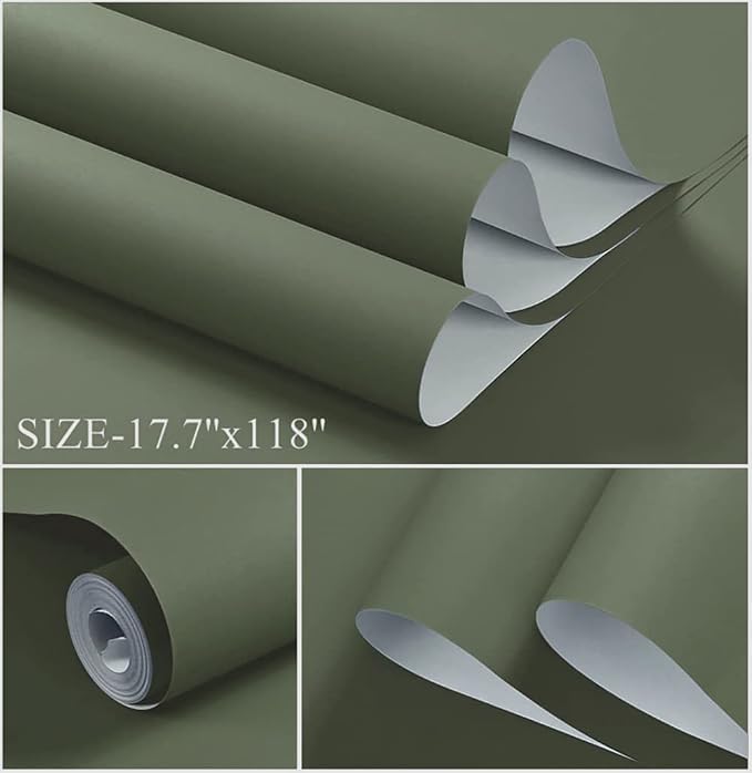 Dimoon 118''x17.7'' Green Peel and Stick Wallpaper Contact Paper Modern Self - Image 2