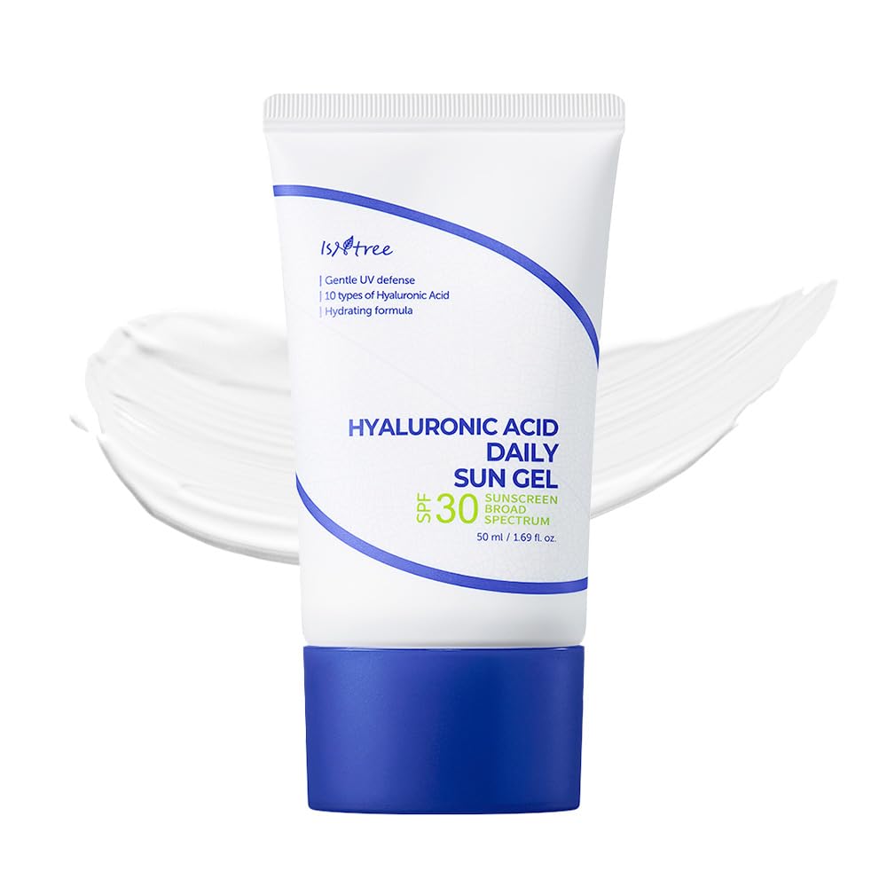ISNTREE Hyaluronic Acid Daily Sun Gel 50ml, 1.69 fl oz | SPF 30 | Korean Skincare | Moisturizing | No White Cast | Lightweight | Mild Formula | Daily SPF | Korean Sunscreen | Broad Spectrum