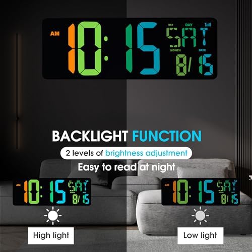 XREXS 17.2" Large Digital Wall Clock Bluetooth Sync - Image 4