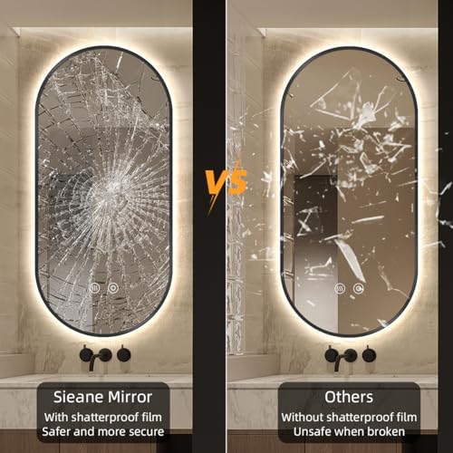 24" W x 40" H Black Oval LED Bathroom Mirror - Image 5