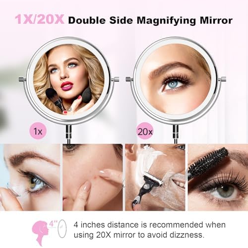 8" Rechargeable Wall Mounted Makeup Mirror Double Sided Magnifying - Image 4