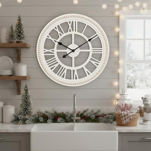 RiteSune 24 Inch Large Farmhouse Rustic Wooden Wall Clock - Image 6