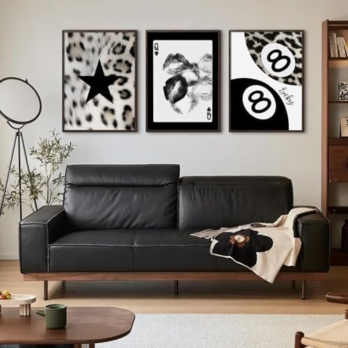 Black White Leopard Wall Art Trendy Aesthetic Canvas Wall Decor Cheetah Fashion - Image 3