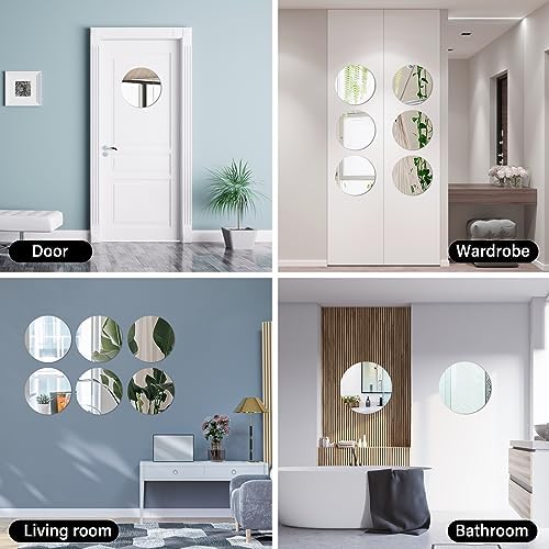 Acrylic Round Mirrors Self Adhesive Non Glass Mirror Circle Wall Mirror Clear - Image 5