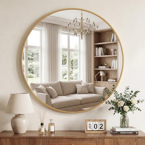 DUMOS 20 Inch Round Wall Mirror, Bathroom Mirrors by DumosLifestyle