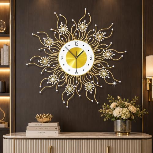 FLEBLE Decorative Large Wall Clocks Modern Clock Silent Battery Operated by DecorationWallClock