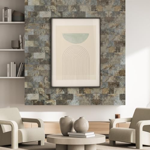 AULIGET 100-Piece Beige & Brown Slate Peel and Stick Backsplash Wall Tiles - Image 6