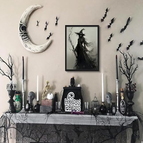 Vintage Halloween Dark Witch Canvas Wall Art, Mysterious Witch - Image 7