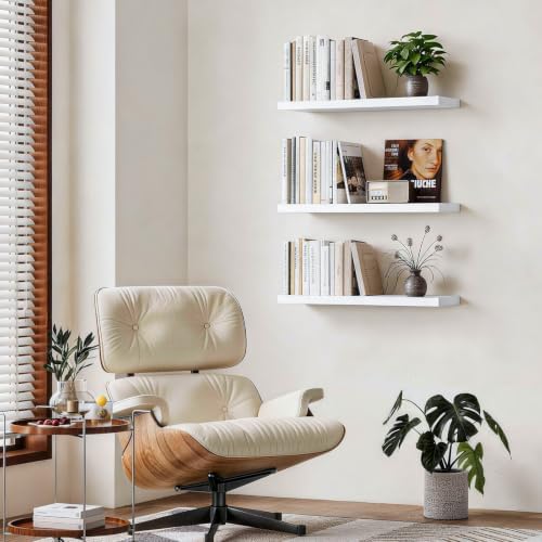 BAYKA White Floating Shelves 22.5in, Wall Mounted - Image 2