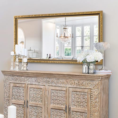 Vintage Gold Wall Mirror 52 x 28 Inch Antique Gold Baroque Mirror by AutdotWallMirrors