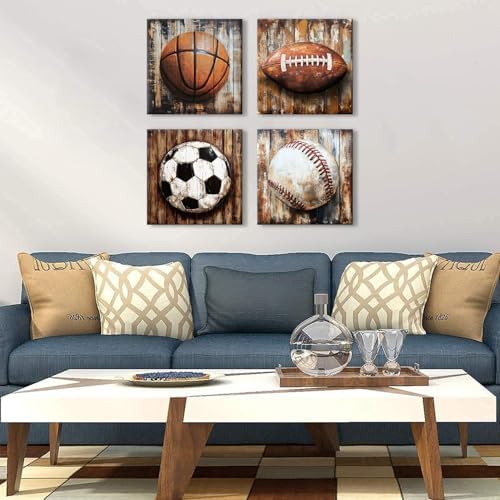 Nursery Wall Decor Boys Bedroom Decor Farmhouse Football Basketball Pictures - Image 2