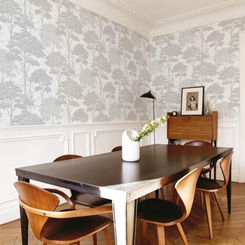 Ismoon Grey Peel Stick Wallpaper Forest Mural Toile Stick on Wallpaper - Image 6