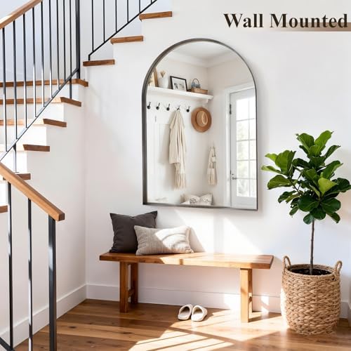 36"x30" Black Arched Mirror, Arched Wall Mirror - Image 6
